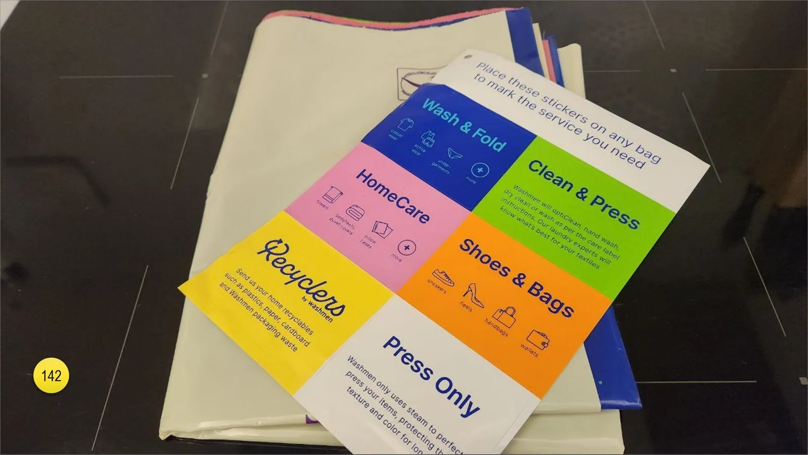 If you want to do laundry, company will send a courier, who will offer a set of colorful bags to sort the cloth.